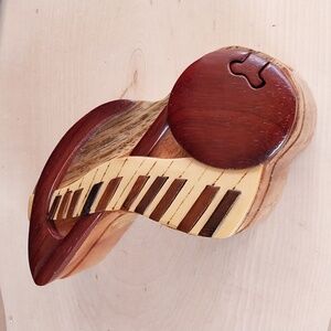 Wooden Hand Crafted Music Note Piano Keyboard Puzzle Box